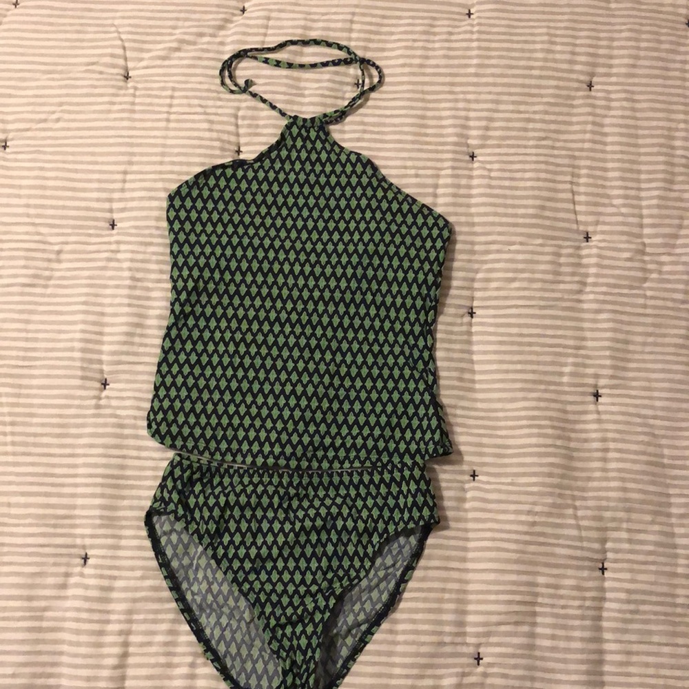 Lands end tankini. Green and blue